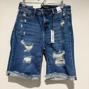 Judy Blue Distressed Denim Shorts - L